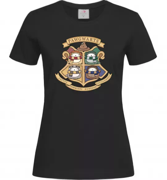 Жіноча футболка Pawgwarts Гаррі Поттер Чорний фото