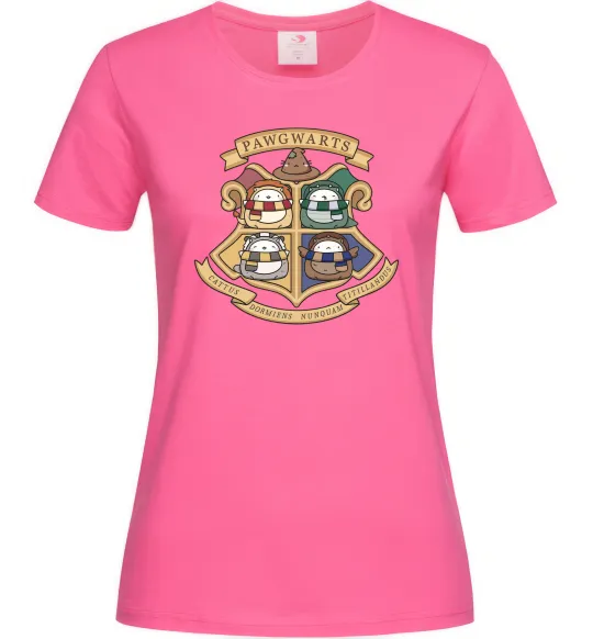 Жіноча футболка Pawgwarts Гаррі Поттер Яскраво-рожевий фото