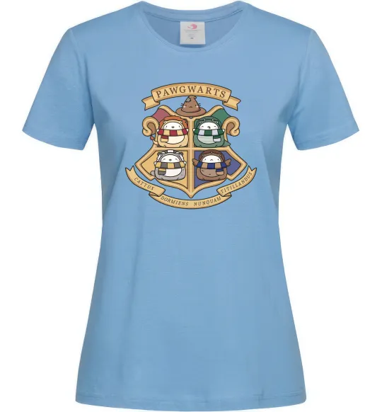 Жіноча футболка Pawgwarts Гаррі Поттер Блакитний фото