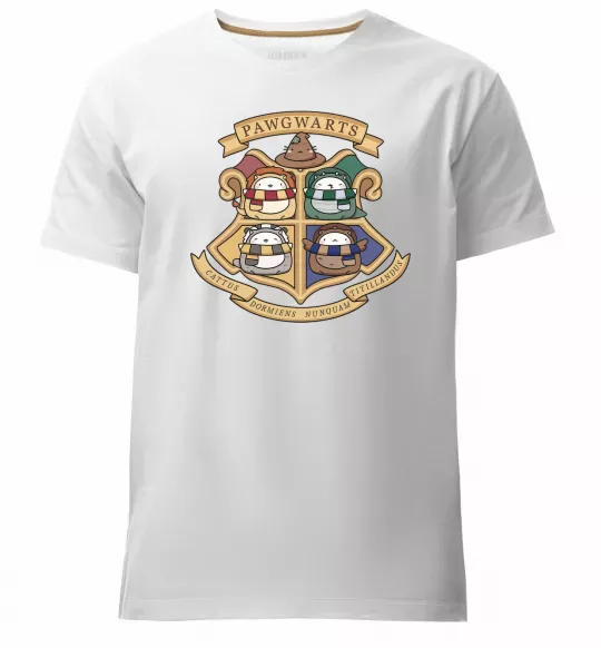 Мужская премиум футболка Pawgwarts Гаррі Поттер Белый фото