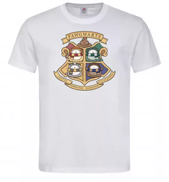 Мужская футболка Pawgwarts Гаррі Поттер Белый фото
