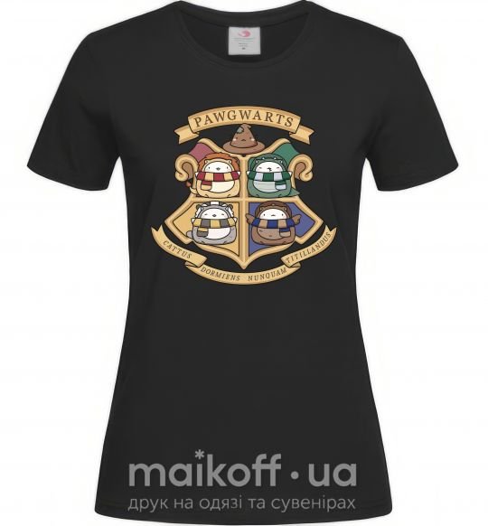Женская футболка Pawgwarts Гарри Поттер Черный фото