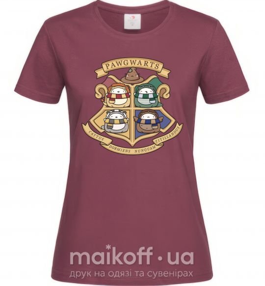 Женская футболка Pawgwarts Гарри Поттер Бордовый фото