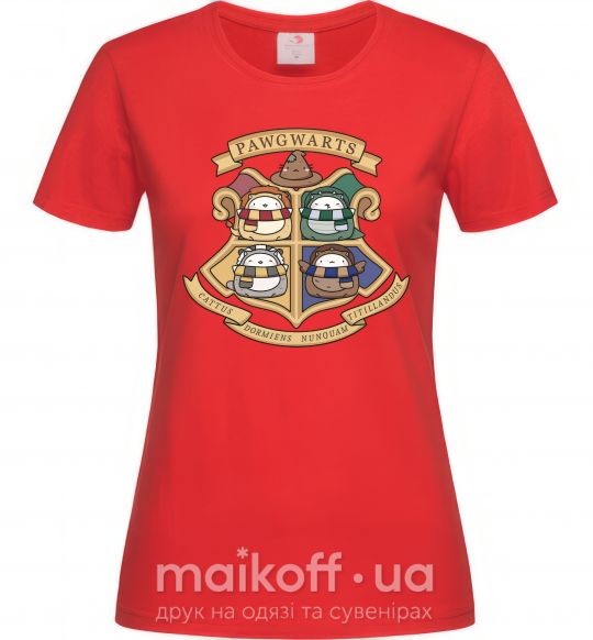 Женская футболка Pawgwarts Гарри Поттер Красный фото