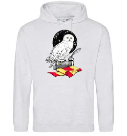 Мужская толстовка (худи) Гаррі Поттер ВИШИВКА Серый меланж фото