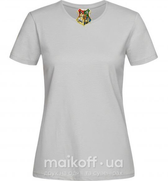 Жіноча футболка Хогвартс герб Сірий фото