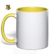 Чашка с цветной ручкой Хогвартс герб Солнечно желтый фото