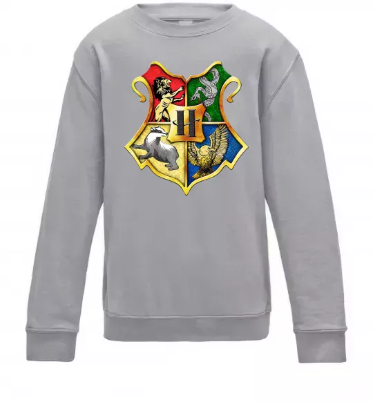 Дитячий світшот Хогвартс герб Сірий меланж фото