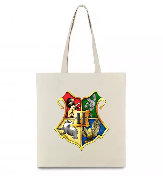 Еко-сумка Хогвартс герб Бежевий фото