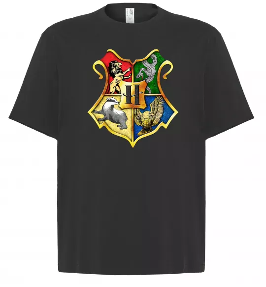 Футболка Оверсайз Хогвартс герб Черный фото