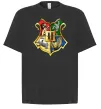 Футболка Оверсайз Хогвартс герб Черный фото