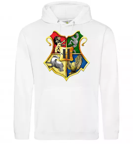 Мужская толстовка (худи) Хогвартс герб Белый фото