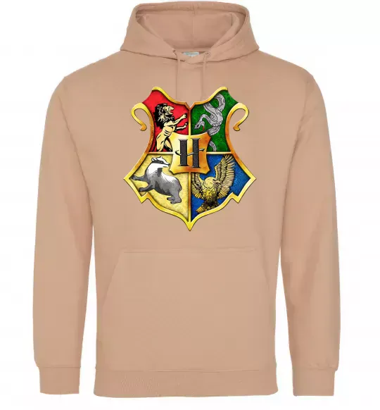 Мужская толстовка (худи) Хогвартс герб Песочный фото