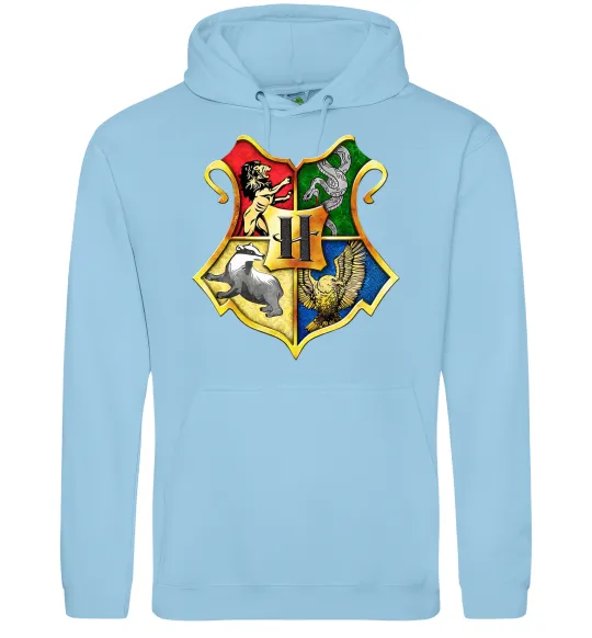 Мужская толстовка (худи) Хогвартс герб Голубой фото