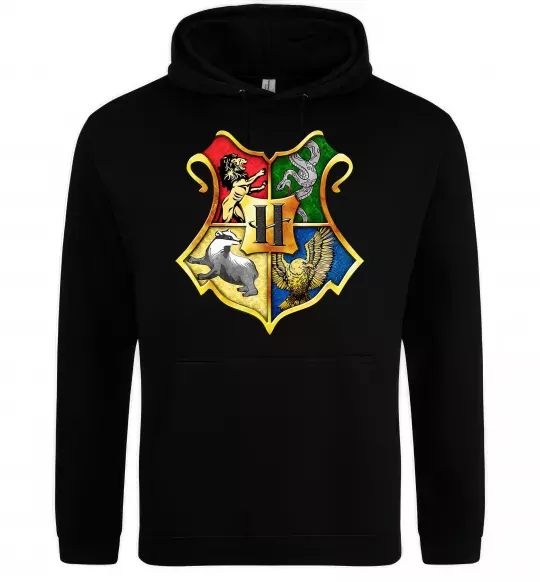 Женская толстовка (худи) Хогвартс герб Черный фото