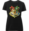 Жіноча преміум футболка Хогвартс герб Чорний фото