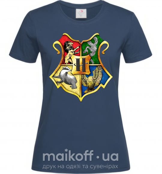 Жіноча футболка Хогвартс герб Темно-синій фото