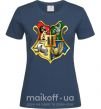 Женская футболка Хогвартс герб Темно-синий фото