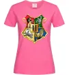 Жіноча футболка Хогвартс герб Яскраво-рожевий фото