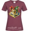 Жіноча футболка Хогвартс герб Бордовий фото