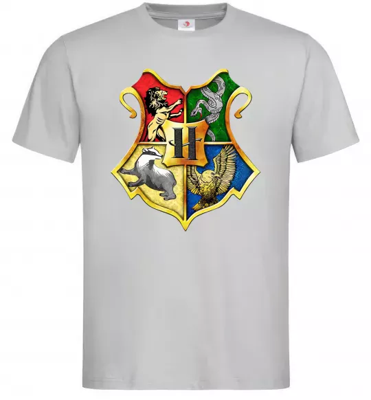 Мужская футболка Хогвартс герб Серый фото