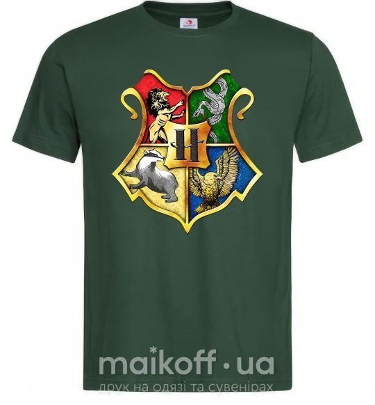Чоловіча футболка Хогвартс герб Темно-зелений фото