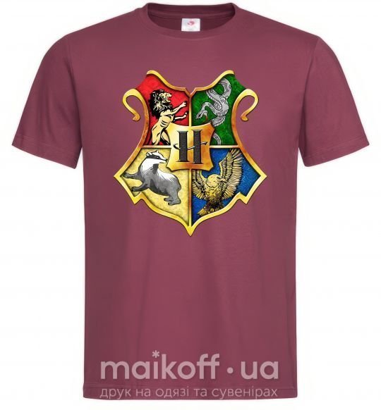 Чоловіча футболка Хогвартс герб Бордовий фото