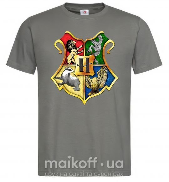 Чоловіча футболка Хогвартс герб Графіт фото