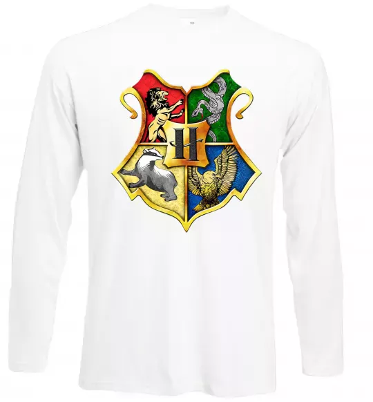 Лонгслив Хогвартс герб Белый фото