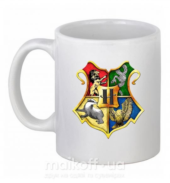 Чашка керамічна Хогвартс герб Білий фото