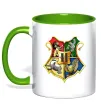 Чашка з кольоровою ручкою Хогвартс герб Зелений фото