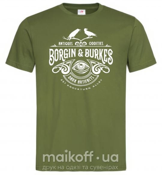 Чоловіча футболка Borgin and burkes Гарри Поттер Оливковий фото