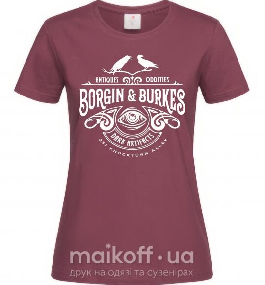 Жіноча футболка Borgin and burkes Гарри Поттер Бордовий фото