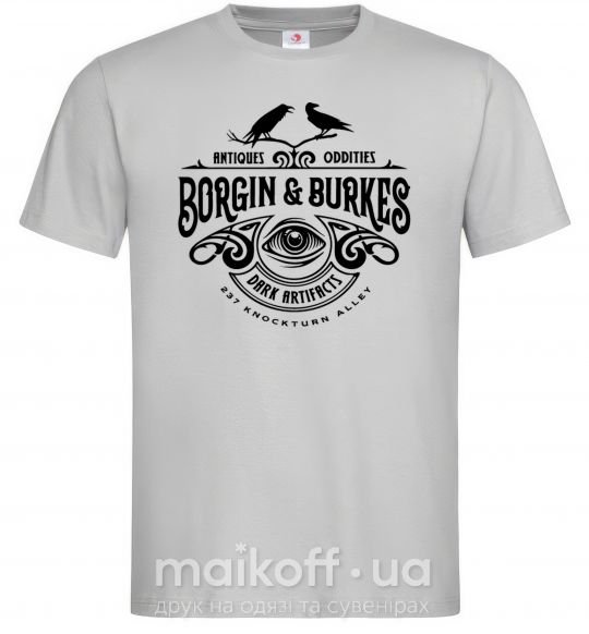 Мужская футболка Borgin and burkes Гарри Поттер Серый фото