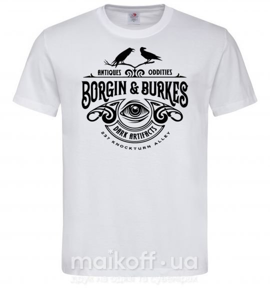 Мужская футболка Borgin and burkes Гарри Поттер Белый фото