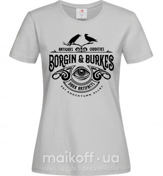Жіноча футболка Borgin and burkes Гарри Поттер Сірий фото