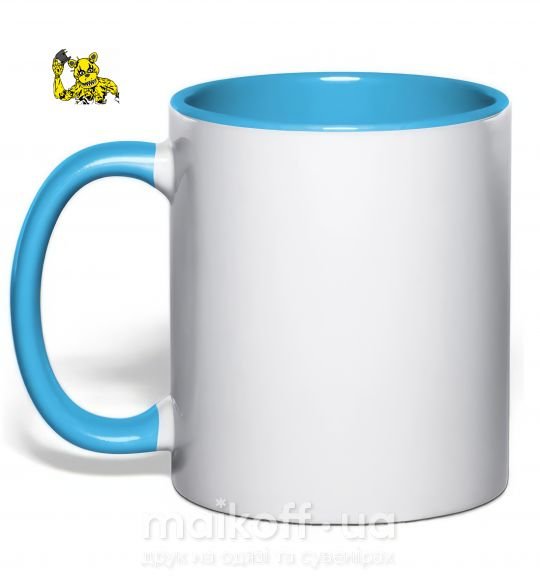 Чашка з кольоровою ручкою Золотой Фредди Блакитний фото