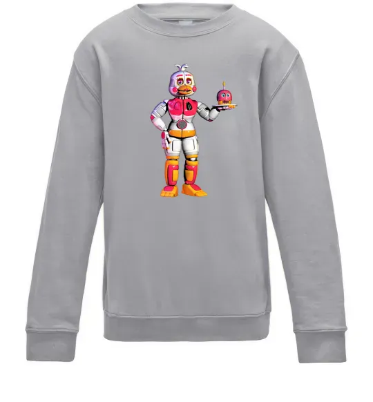 Детский Свитшот Чика Фнаф Серый меланж фото