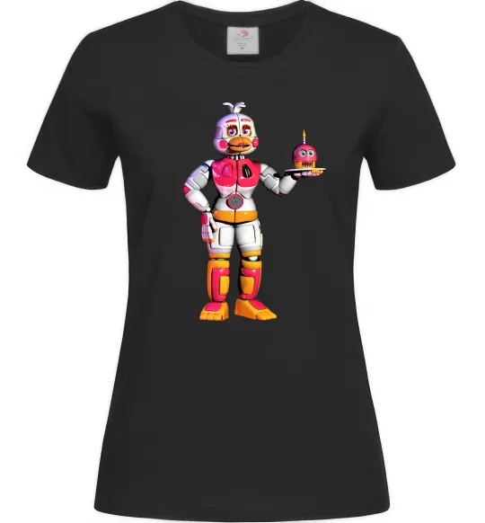 Жіноча футболка Чика Фнаф Чорний фото