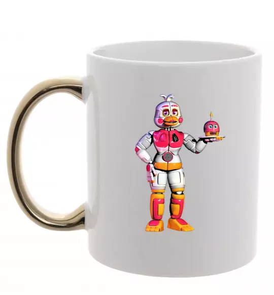 Чашка з кольоровою ручкою Чика Фнаф Золото фото