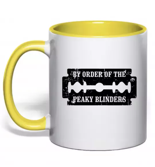 Чашка с цветной ручкой By order of the peakly blinders Солнечно желтый фото