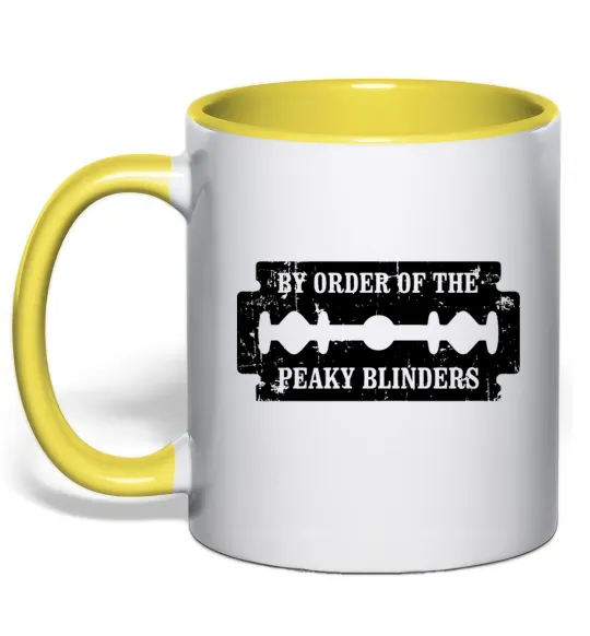 Чашка з кольоровою ручкою By order of the peakly blinders Лимонний фото