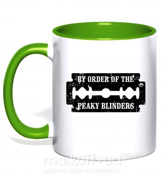 Чашка з кольоровою ручкою By order of the peakly blinders Зелений фото