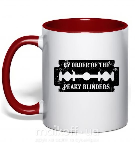 Чашка з кольоровою ручкою By order of the peakly blinders Червоний фото