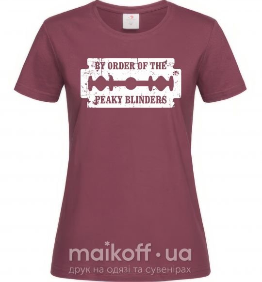 Жіноча футболка By order of the peakly blinders Бордовий фото