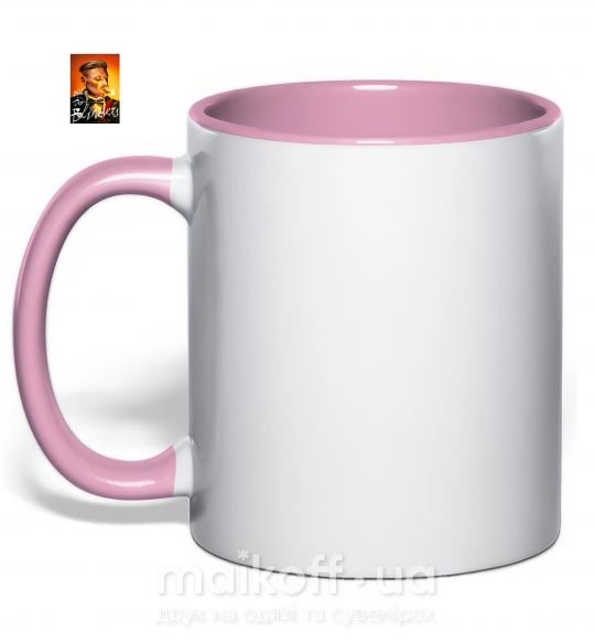Чашка с цветной ручкой Артур Шелби Острые козырьки Нежно розовый фото