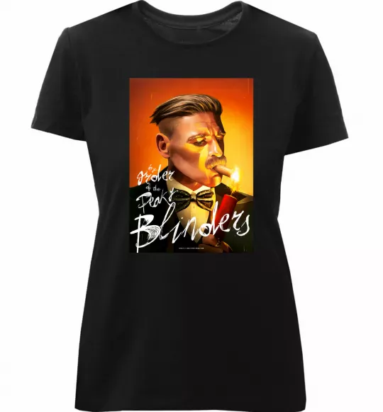 Женская премиум футболка Артур Шелбі Гострі картузи Черный фото