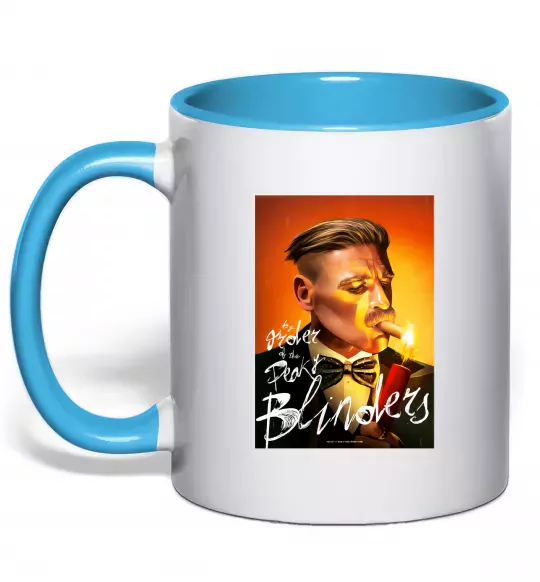 Чашка с цветной ручкой Артур Шелбі Гострі картузи Голубой фото