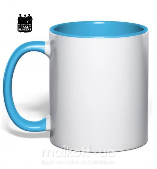 Чашка с цветной ручкой Острые козырьки силуэт Голубой фото