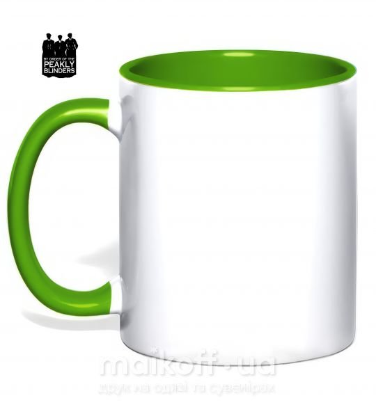 Чашка с цветной ручкой Острые козырьки силуэт Зеленый фото